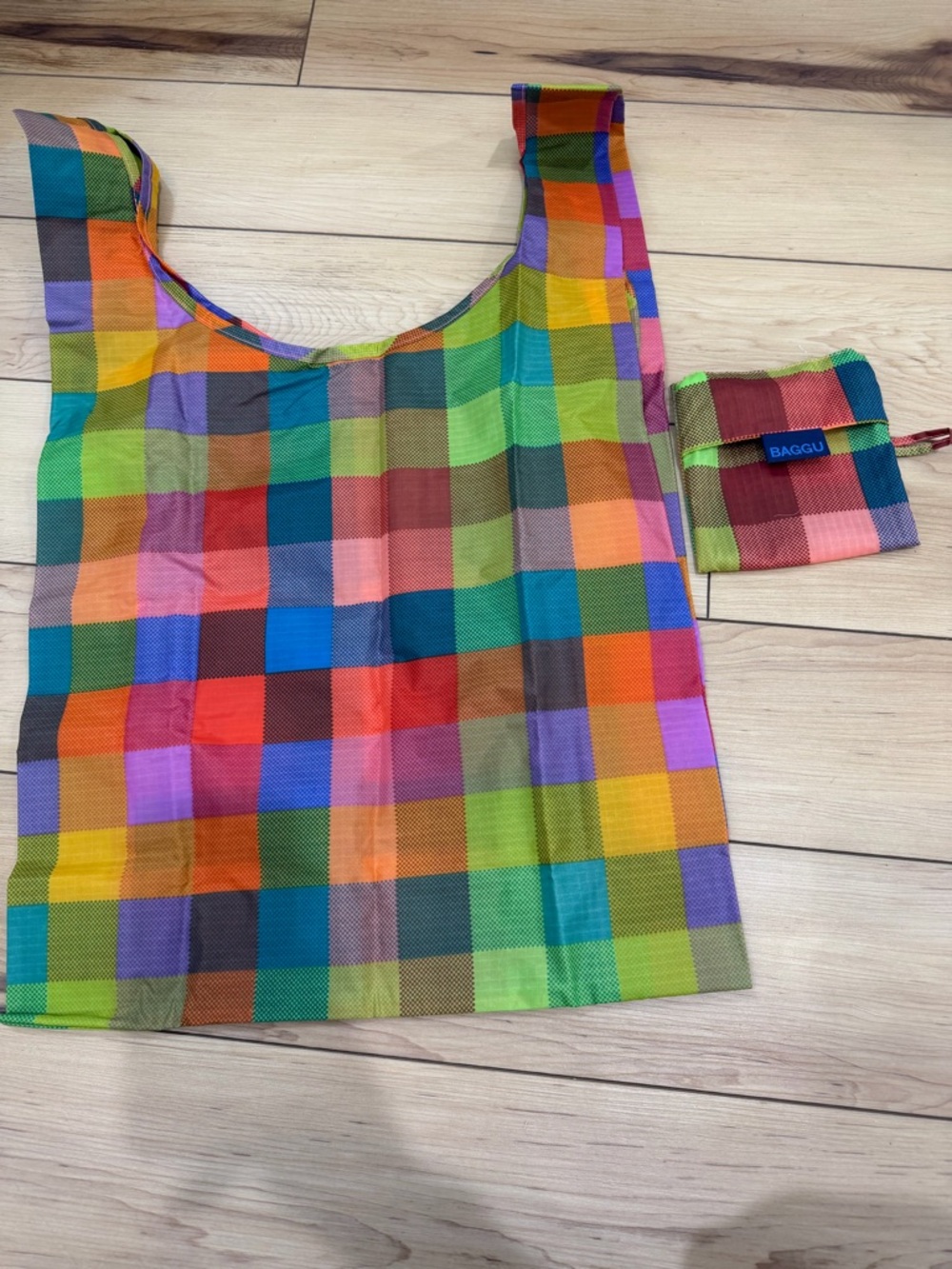 BAGGU standard reusable madras- Rainbow Checkered